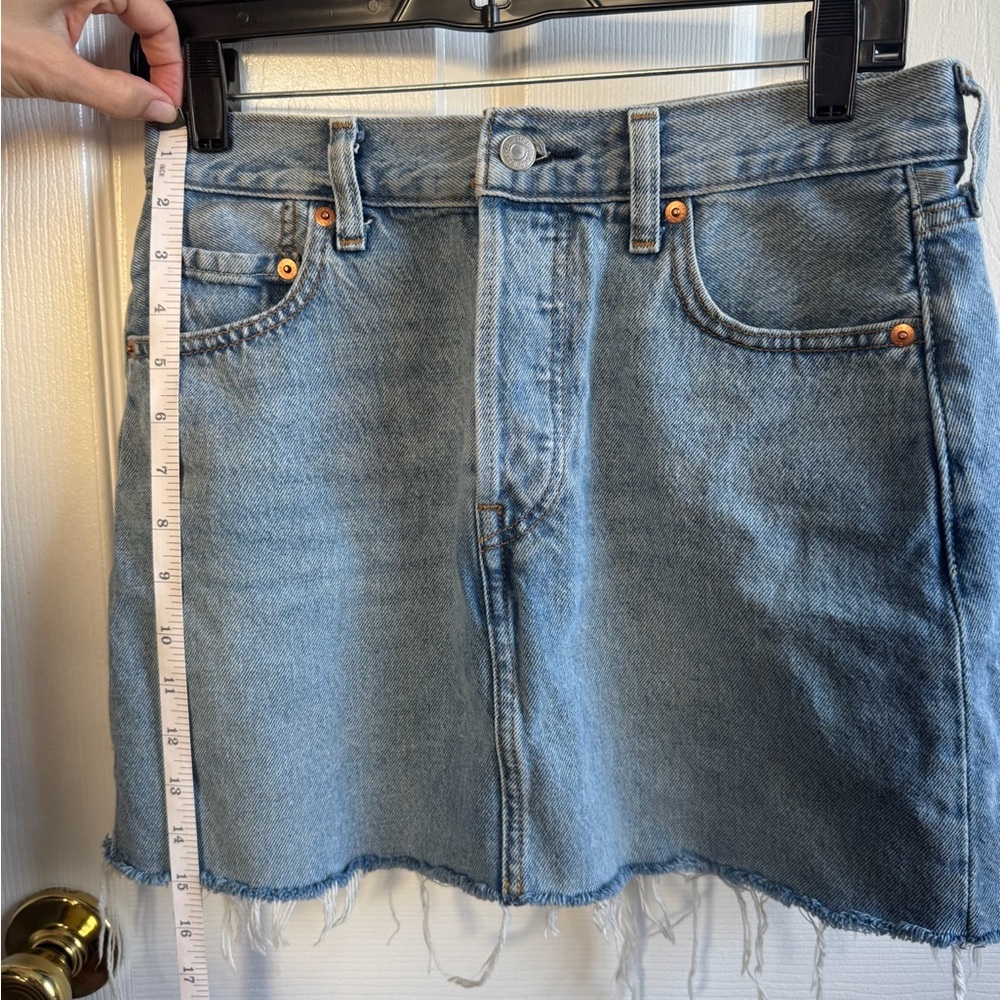 Levi's Icon Mini Skirt - Light Blue Denim with Raw Hem - Picture 6 of 6